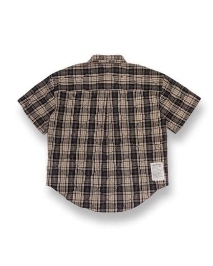 Checkered short-sleeved shirt (dark blue and gray double check)