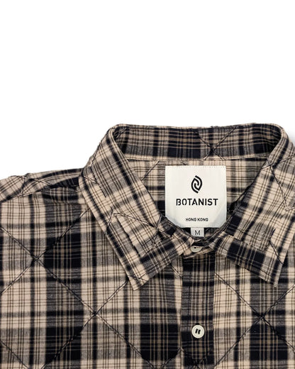 Checkered short-sleeved shirt (dark blue and gray double check)