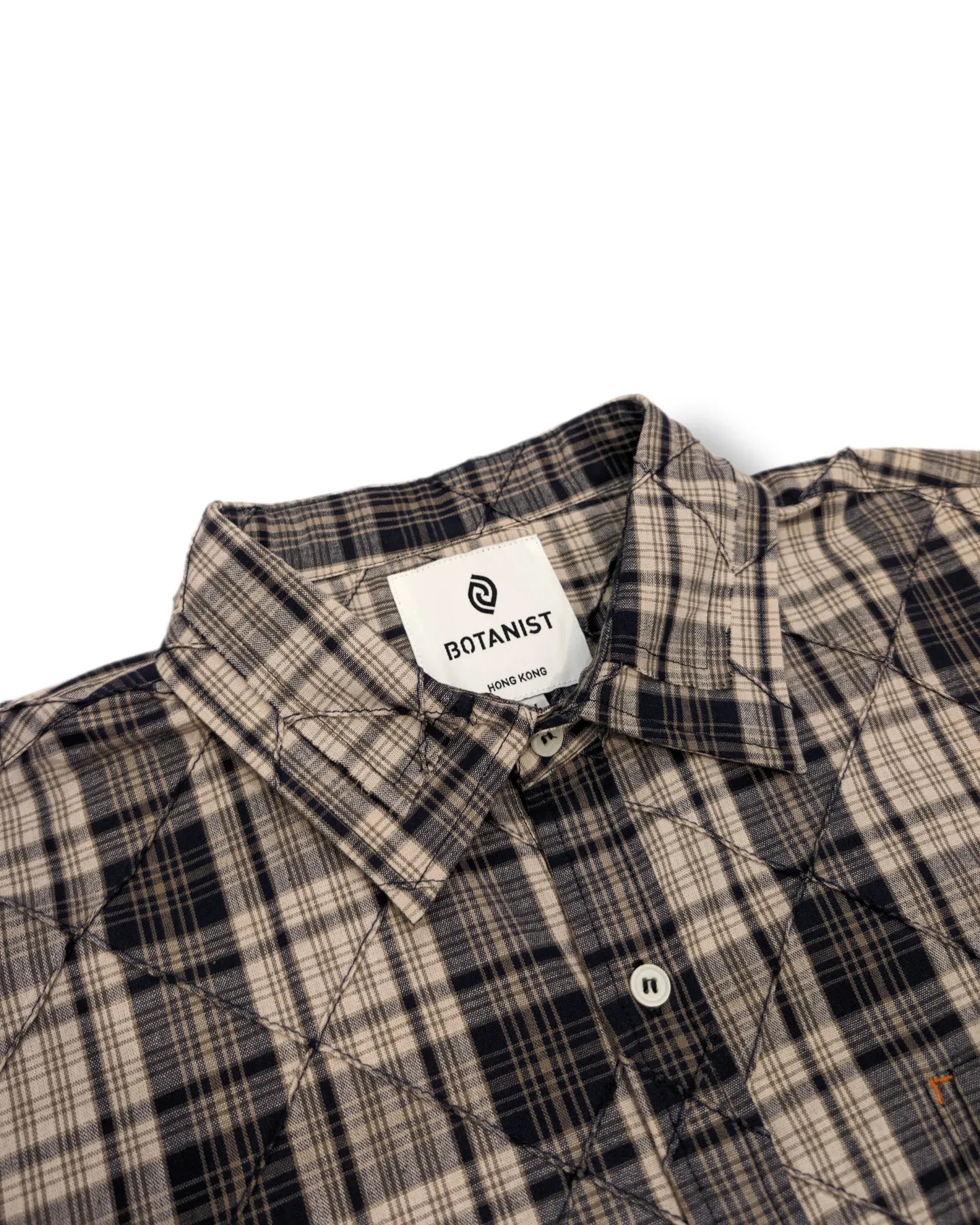 Checkered short-sleeved shirt (dark blue and gray double check)