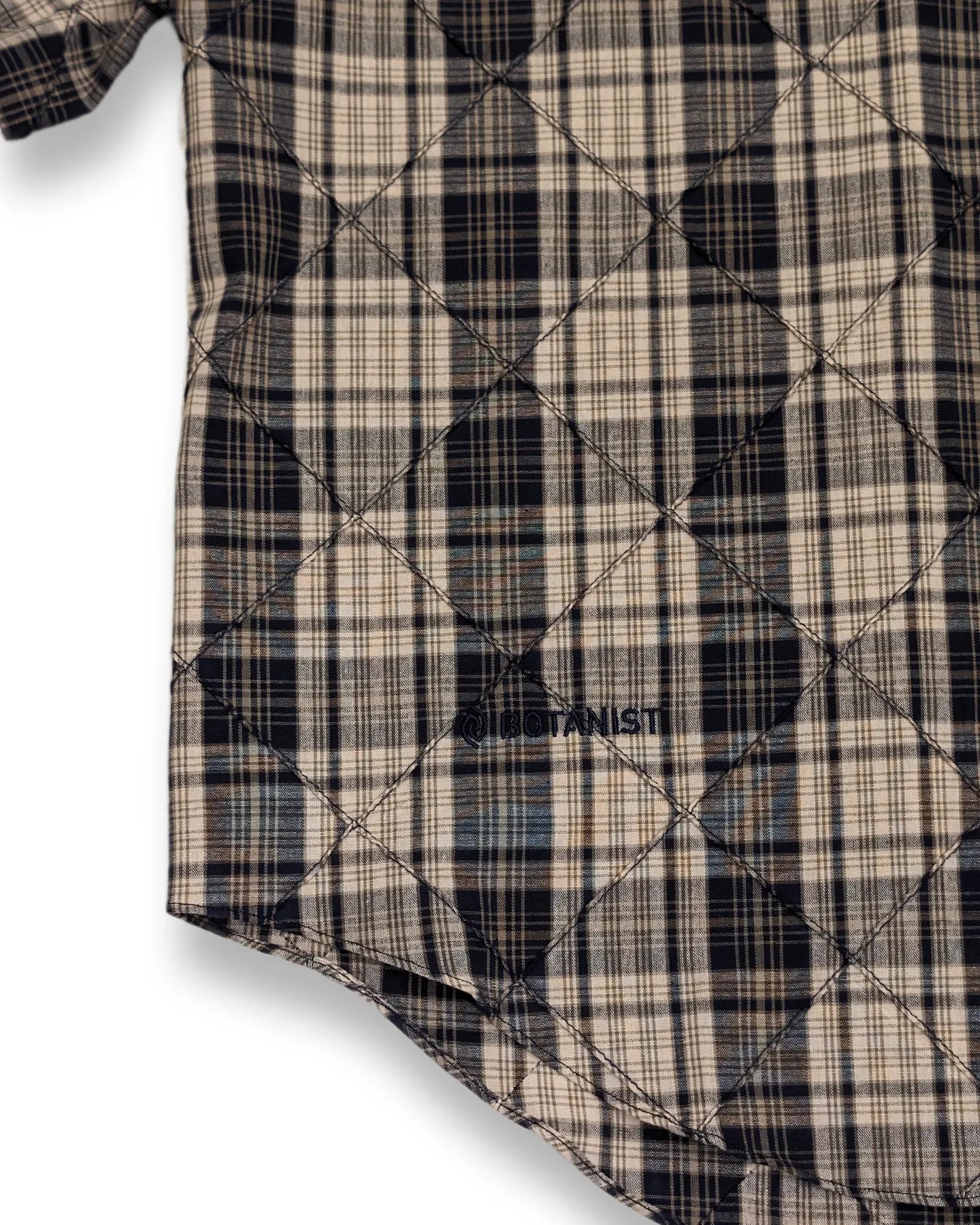 Checkered short-sleeved shirt (dark blue and gray double check)