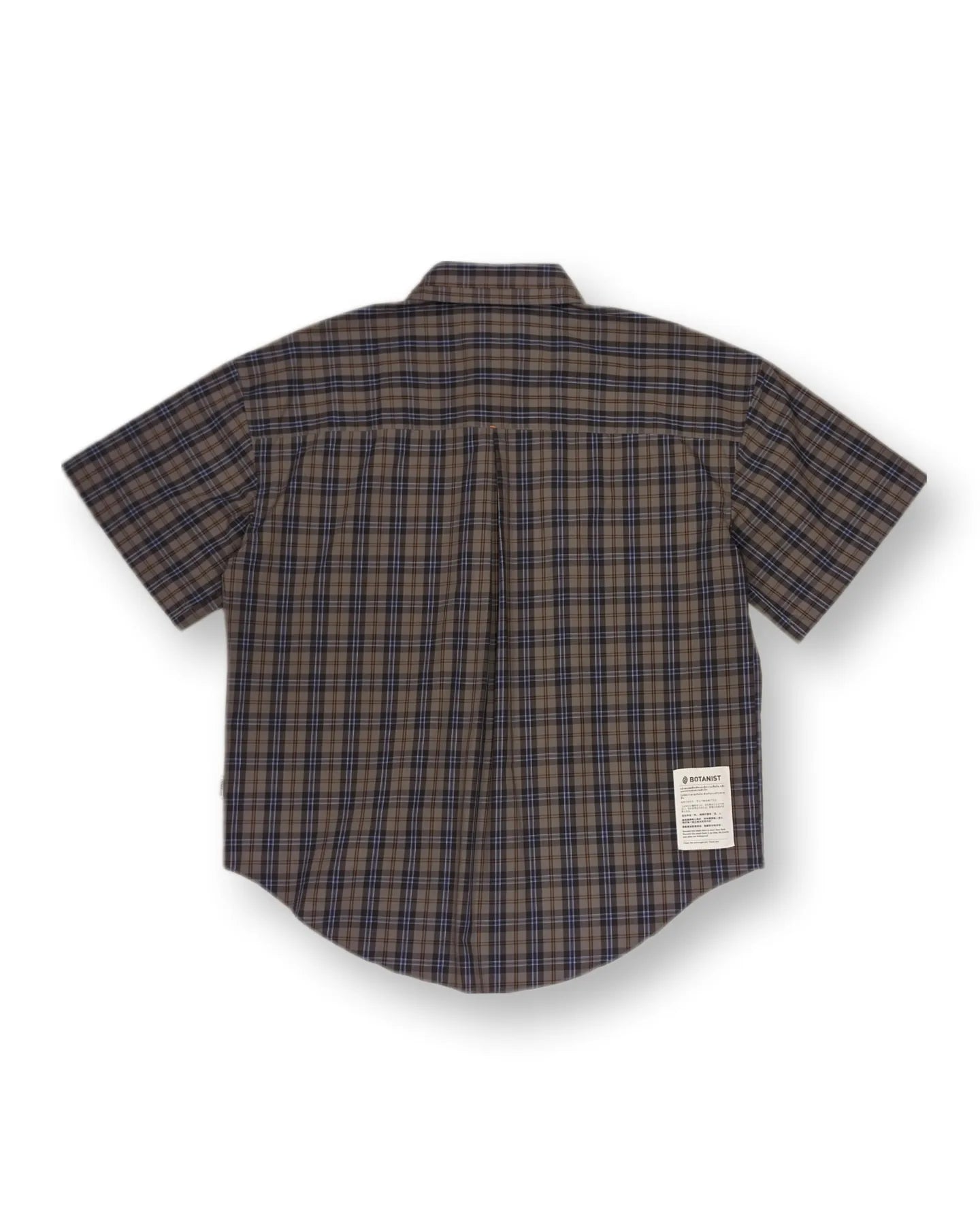 Checkered short-sleeved shirt (gray-blue check)