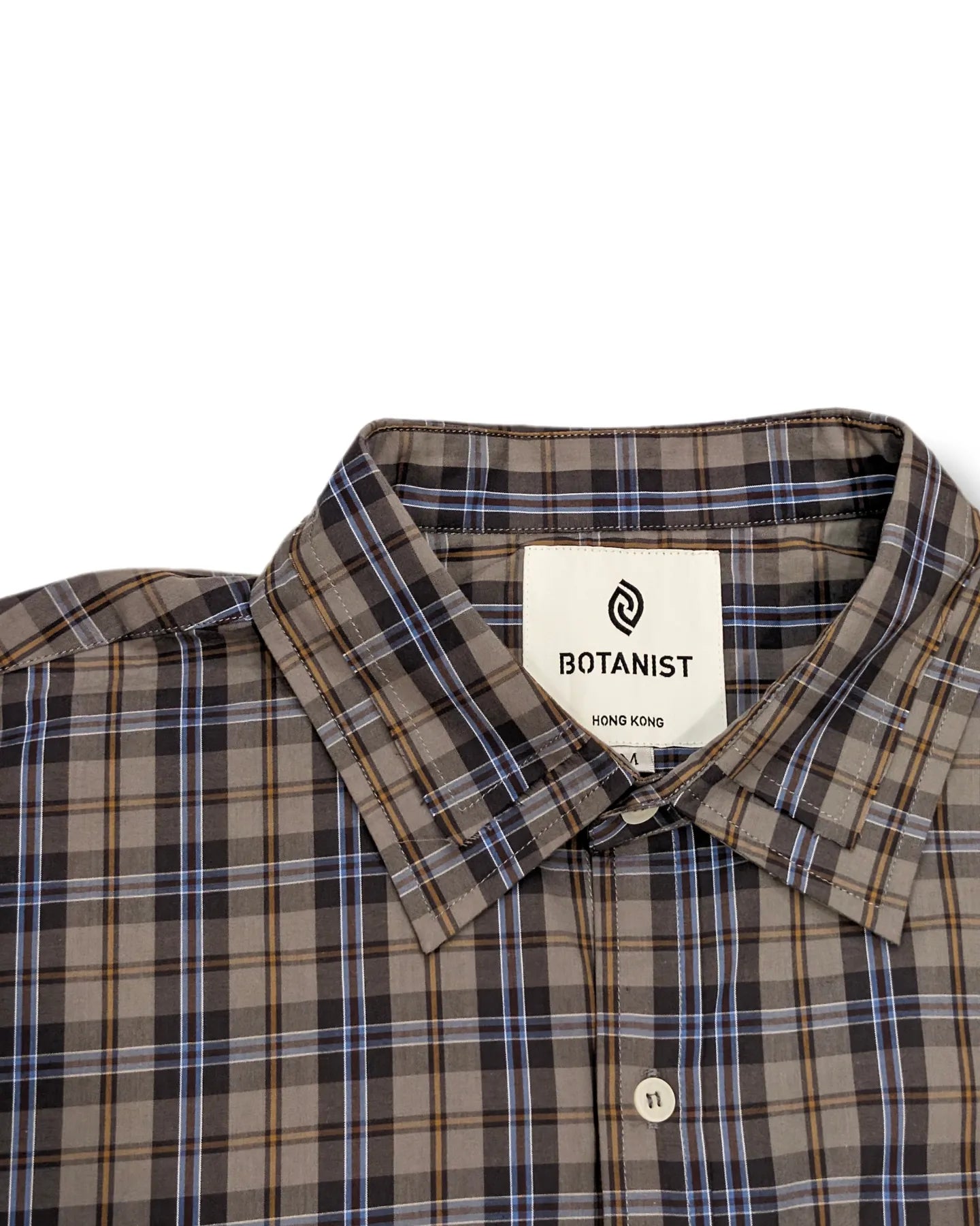 Checkered short-sleeved shirt (gray-blue check)