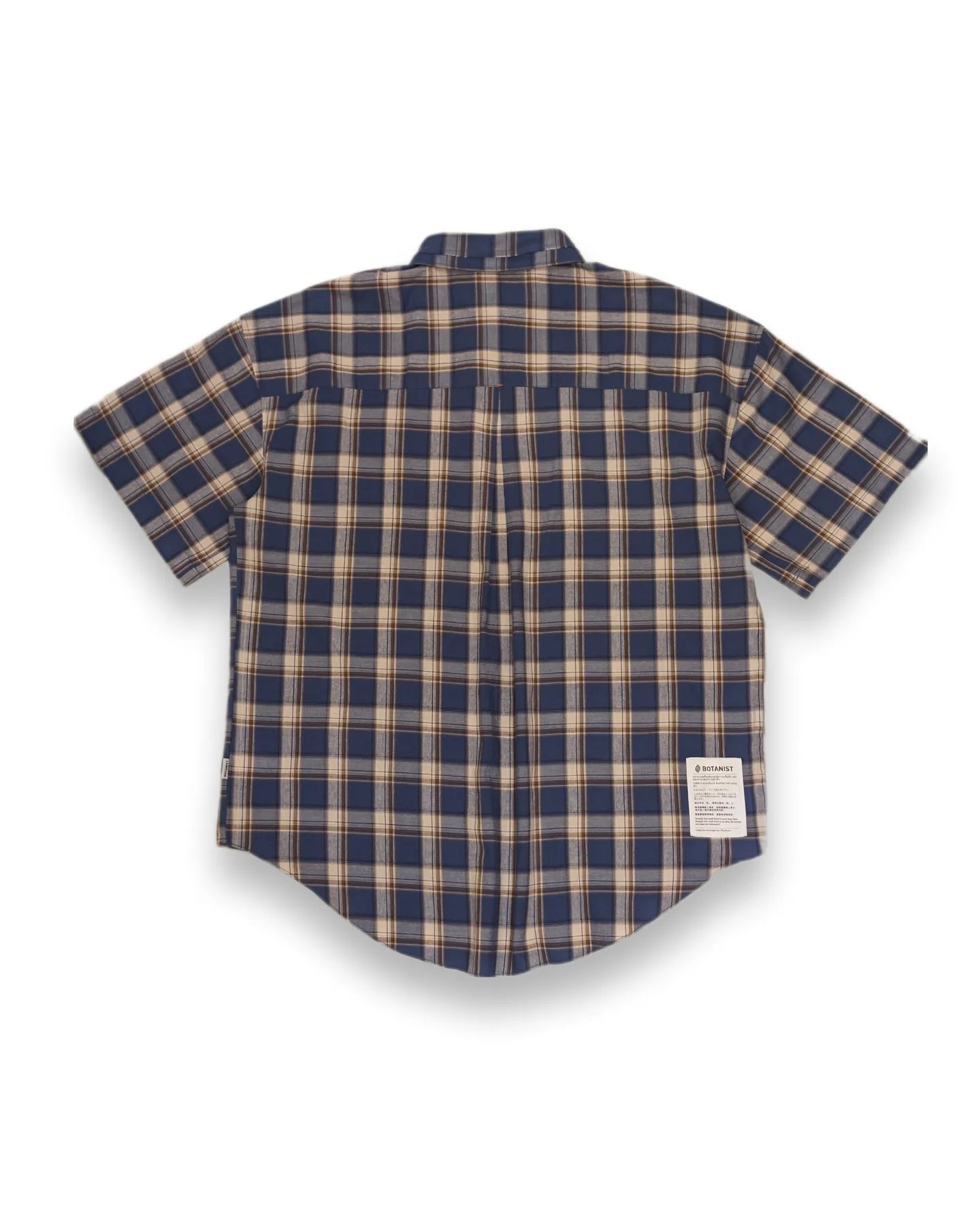 Checkered short-sleeved shirt (blue and white plaid)