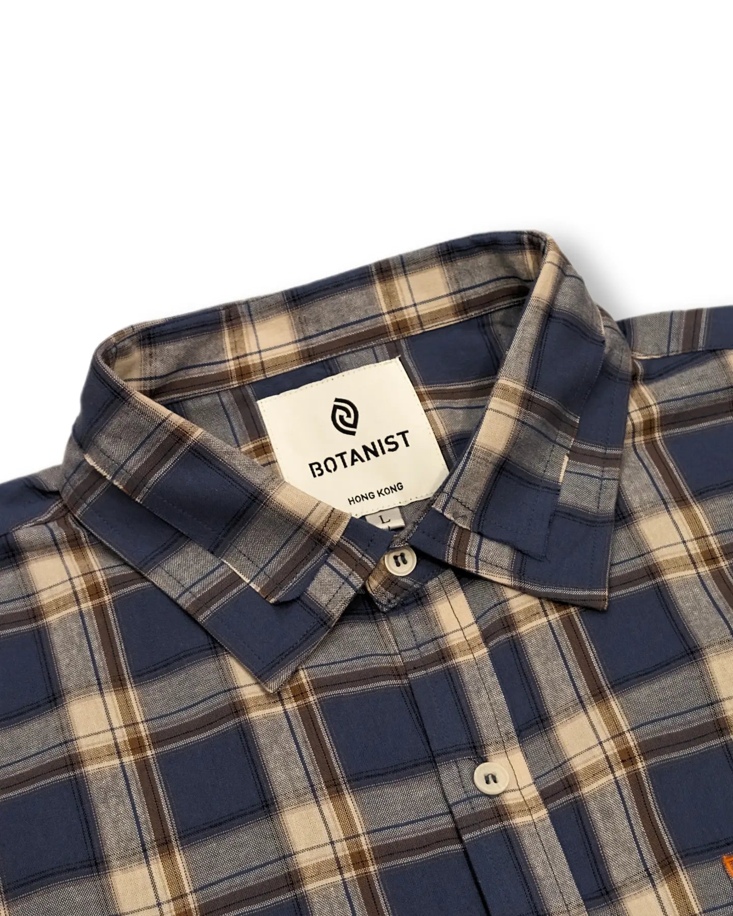 Checkered short-sleeved shirt (blue and white plaid)