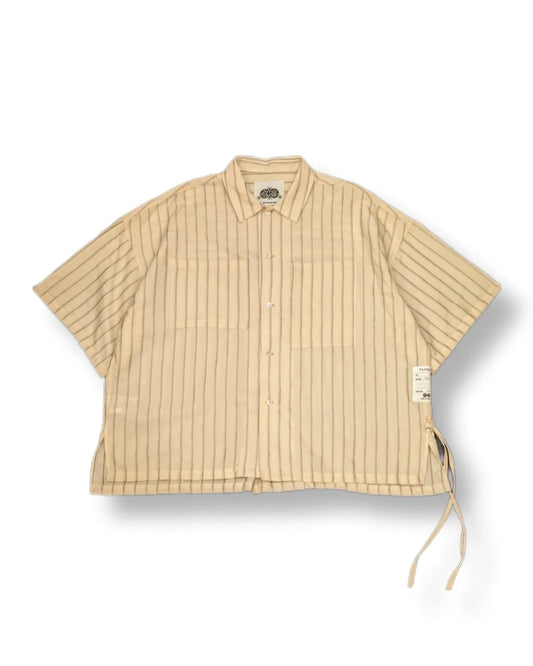 Tancha series Japanese jacquard striped shirt (cream yellow)