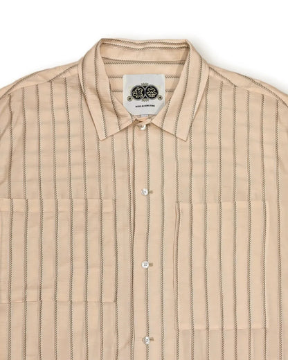 Tancha series Japanese jacquard striped shirt (cream yellow)