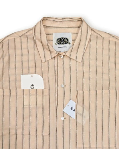 Tancha series Japanese jacquard striped shirt (cream yellow)