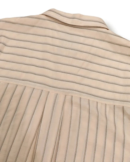 Tancha series Japanese jacquard striped shirt (cream yellow)